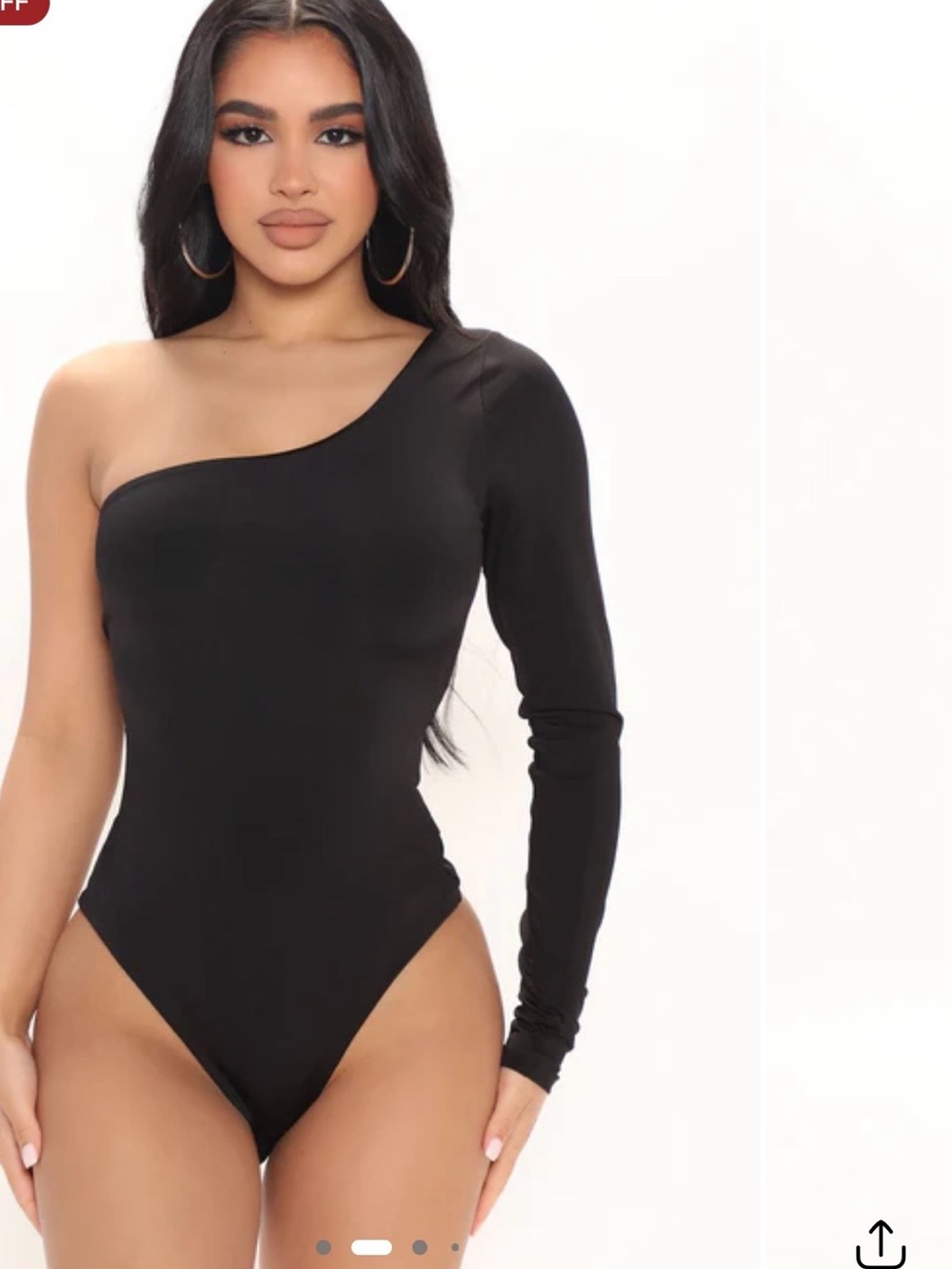 Fashion Nova Black One-Shoulder Long Sleeve Bodysuit